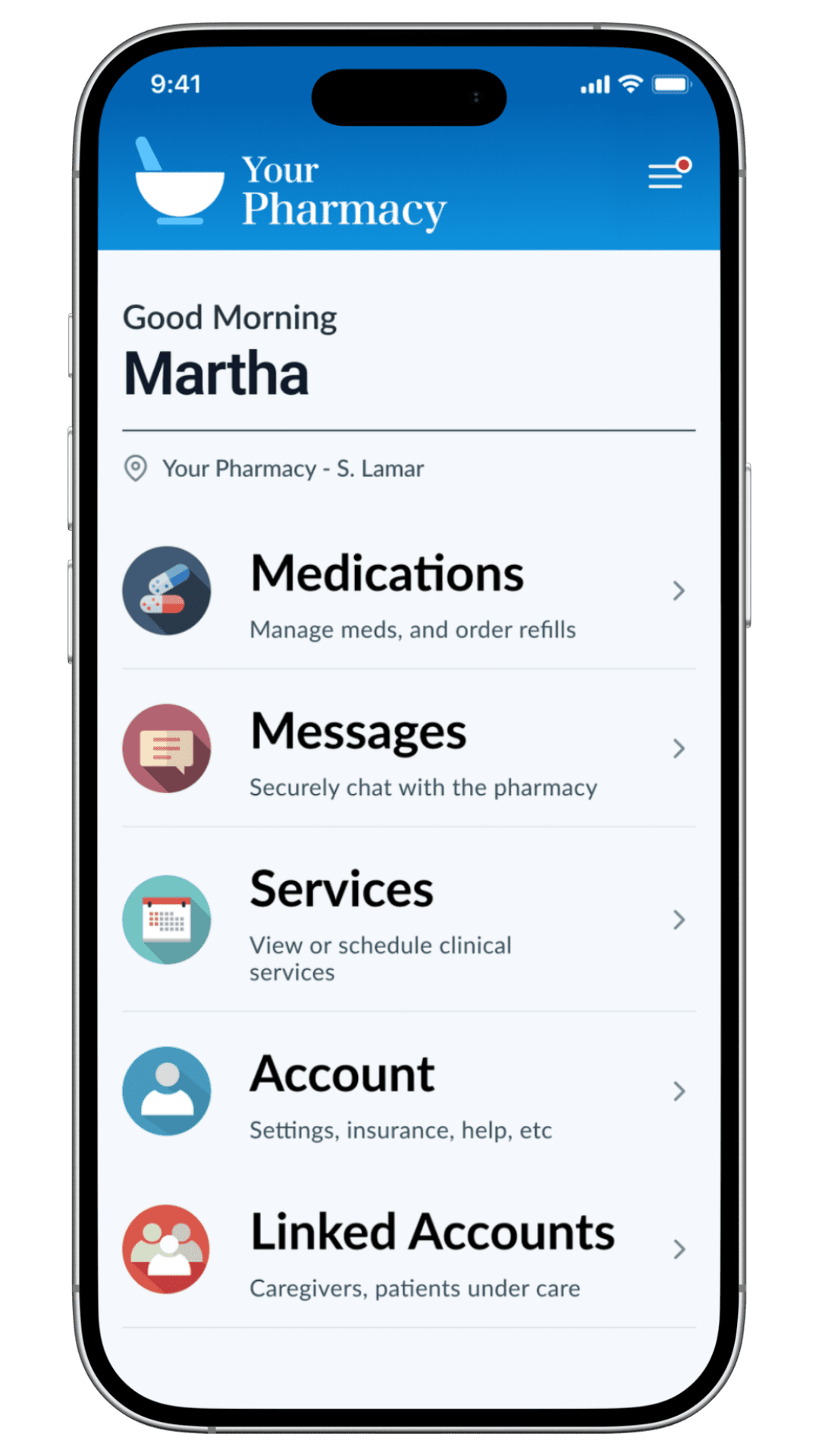 Schieber Family Pharmacy Patient Portal on a smartphone